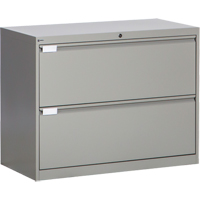 Lateral Filing Cabinet, Steel, 2 Drawers, 36" W x 18" D x 27-7/8" H, Grey OP215 | Fastek