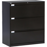 Lateral Filing Cabinet, Steel, 3 Drawers, 36" W x 18" D x 40-1/16" H, Black OP216 | Fastek