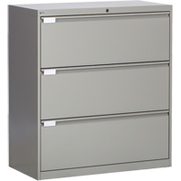 Lateral Filing Cabinet, Steel, 3 Drawers, 36" W x 18" D x 40-1/16" H, Grey OP218 | Fastek