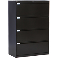 Lateral Filing Cabinet, Steel, 4 Drawers, 36" W x 18" D x 53-3/8" H, Black OP219 | Fastek