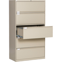 Lateral Filing Cabinet, Steel, 5 Drawers, 36" W x 18" D x 65-1/2" H, Beige OP223 | Fastek