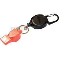 Dérouleur autorétractable pour carte d'identité et clés avec sifflet, Métal en alliage de zinc, Câble 24", Fixation Mousqueton OP294 | Fastek