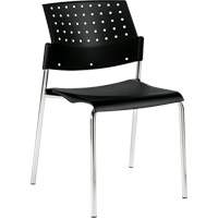 Armless Stacking Chair, Plastic, 33" High, 300 lbs. Capacity, Black Fastek