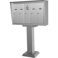 Single Deck Mailboxes, Pedestal -Mounted, 16" x 5-1/2", 3 Doors, Aluminum Fastek