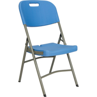 Folding Chair, Polyethylene, Blue, 350 lbs. Weight Capacity Fastek