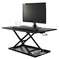 Adjustable Stand-Up Desk, Desktop Unit, 15-3/4" H x 31-1/2" W x 22-1/2" D, Black OP563 | Fastek