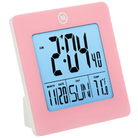 Desktop Clock, Digital, Battery Operated, 3.6" W x 1.5" D x 3.6" H, Pink OP598 | Fastek