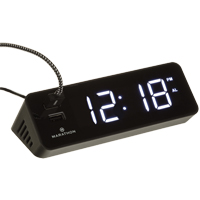 LED Alarm Clock, Digital, Battery Operated/Plug-in, 6" W x  3.25" D x 2" H, Black OP599 | Fastek