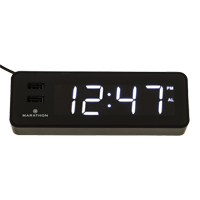 LED Alarm Clock, Digital, Battery Operated/Plug-in, 6" W x  3.25" D x 2" H, Black OP599 | Fastek