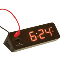 LED Alarm Clock, Digital, Battery Operated/Plug-in, 6" W x  3.25" D x 2" H, Brown OP601 | Fastek