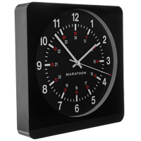 Jumbo Atomic Clock, Analog, Battery Operated, 11.75" W x  2" D x 11.75" H, Black OP603 | Fastek