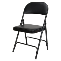 Vinyl Padded Folding Chair, Steel, Black, 300 lbs. Weight Capacity Fastek