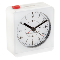 Desk Alarm Clock, Analog, Battery Operated, 3.5" W x 1.5" D x 3.75" H, White OQ429 | Fastek