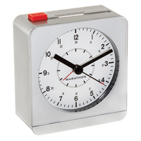 Desk Alarm Clock, Analog, Battery Operated, 3.5" W x 1.5" D x 3.75" H, Silver OQ432 | Fastek