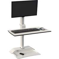 Soar™ Sit/Stand Electric Desk with Single Monitor Arm, Desktop Unit, 36" H x 27-3/4" W x 22" D, White OQ925 | Fastek