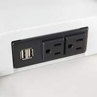 Bureau &eacute;lectrique assis/debout Soar avec bras d&eacute;cran double, Mod&egrave;le de bureau, 37-1/4" h x 27-3/4" la x 22" p, Blanc Fastek