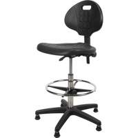 Heavy-Duty Ergonomic Stool, Stationary, Adjustable, 39” - 48”, Polyurethane Seat, Black Fastek