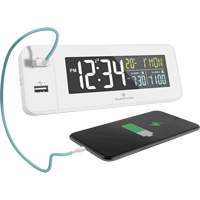 Hotel Collection Fast-Charging Dual USB Alarm Clock, Digital, Battery Operated, White OR489 | Fastek