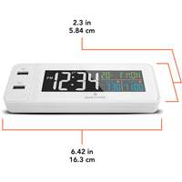 Hotel Collection Fast-Charging Dual USB Alarm Clock, Digital, Battery Operated, White OR489 | Fastek