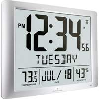 Super Jumbo Self-Setting Wall Clock, Digital, Battery Operated, Silver OR491 | Fastek