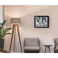 Super Jumbo Self-Setting Wall Clock, Digital, Battery Operated, Black OR492 | Fastek
