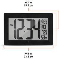Self-Setting & Self-Adjusting Wall Clock with Stand, Digital, Battery Operated, Black OR493 | Fastek
