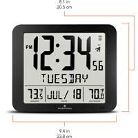 Slim Self-Setting Full Calendar Wall Clock, Digital, Battery Operated, Black OR495 | Fastek