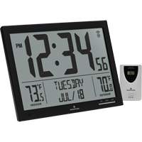 Horloge à réglage automatique à calendrier complet avec de très grands caractères, Numérique, À piles, Noir OR497 | Fastek