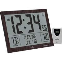Horloge à réglage automatique à calendrier complet avec de très grands caractères, Numérique, À piles, Brun OR498 | Fastek
