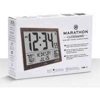 Horloge à réglage automatique à calendrier complet avec de très grands caractères, Numérique, À piles, Brun OR498 | Fastek