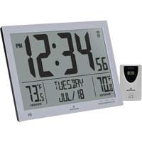 Self-Setting Full Calendar Clock with Extra Large Digits, Digital, Battery Operated, Silver OR499 | Fastek