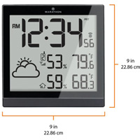Station météorologique et horloge à réglage automatique, Numérique, À piles, Noir OR504 | Fastek