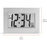 Large Frame Digital Wall Clock, Digital, Battery Operated, Silver OR505 | Fastek