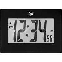 Large Frame Clock, Digital, Battery Operated, 9" W x 1" D x 6.5" H, Black Fastek