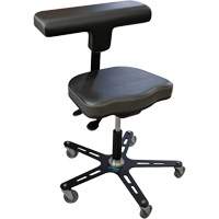 VEGA-T Ergonomic Industrial Chair, Mobile, Adjustable, Vinyl Seat, Black Fastek