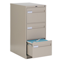 Vertical Filing Cabinet with Recessed Drawer Handles, 3 Drawers, 18.15" W x 26.56" D x 40" H, Beige OTE620 | Fastek