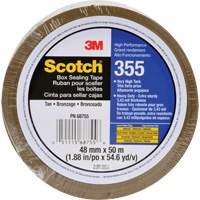 Scotch&reg; 355 Box Sealing Tape, Hot Melt Adhesive, 3.4 mils, 48 mm (1-22/25") x 50 m (164') Fastek
