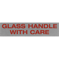 "Glass Handle with Care" Special Handling Labels, 5" L x 2" W, Black on Red PB420 | Fastek