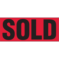 "Sold" Special Handling Labels, 5" L x 2" W, Black on Red PB423 | Fastek