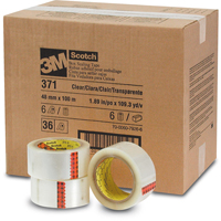 Scotch&reg; Box Sealing Tapes 371, Hot Melt Adhesive, 2 mils, 48 mm (1-22/25") x 100 m (328') Fastek