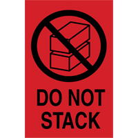 "Do Not Stack" International Shipping Labels, 6" L x 4" W, Black on Red PC313 | Fastek