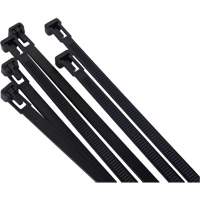 Re-Usable Cable Tie, 8" Long, 50 lbs. Tensile Strength, Black Fastek