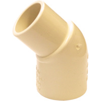 Flowguard Gold 45° Street Elbow Fitting, Spigot x Hub, CPVC, 1/2" Fastek