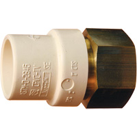 Threaded Pipe Adapter, Hub x FPT, 1" Dia., Brass/CPVC Fastek