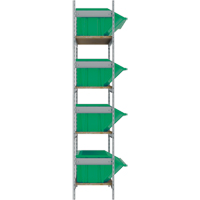 Wide Span Shelving with Jumbo Plastic Bins, Steel, Boltless, 800 lbs. Capacity, 66" W x 72" H x 18" D Fastek