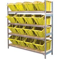 Wide Span Shelving with Jumbo Plastic Bins, Steel, Boltless, 800 lbs. Capacity, 66" W x 72" H x 18" D Fastek