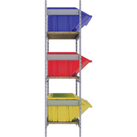 Wide Span Shelving with Jumbo Plastic Bins, Steel, Boltless, 800 lbs. Capacity, 66" W x 60" H x 18" D Fastek