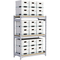 Wide Span Record Storage Shelving, Steel, 3 Shelves, 42" W x 18" D x 60" H Fastek