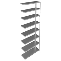 Shelving Unit, Galvanized Steel, Slotted Angle, 400 lbs. Capacity, 36" W x 96" H x 12" D Fastek