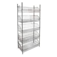 Wire Basket Shelving Unit, 5 Tiers, 48" W x 74" H x 24" D Fastek